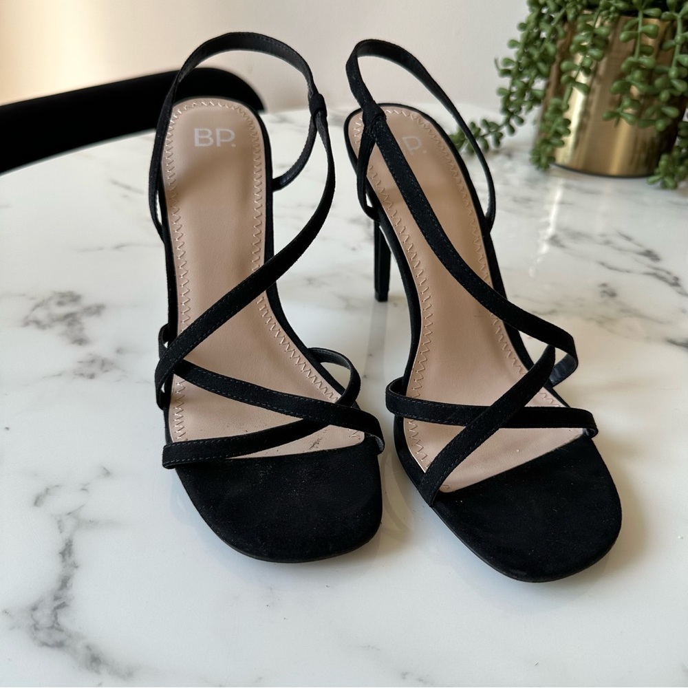 BP Hayzel Black Strappy Sandal Pumps